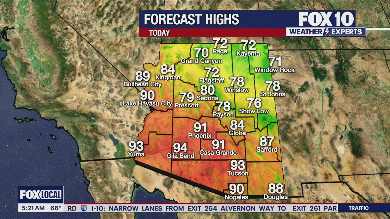 Arizona weather forecast Warmer dry Tuesday in Pho 20251022 133638