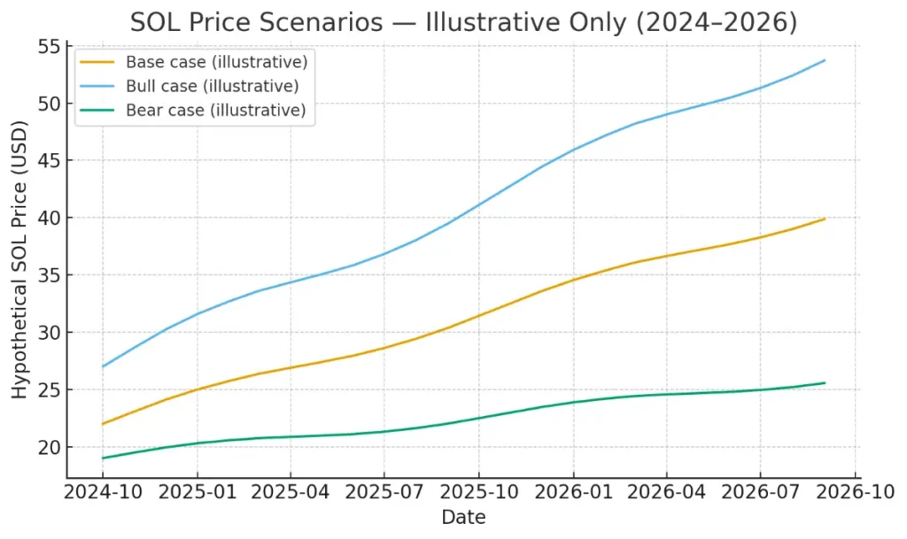 SOLANA Price Scenarios — Illustrative Only (2024–2026)