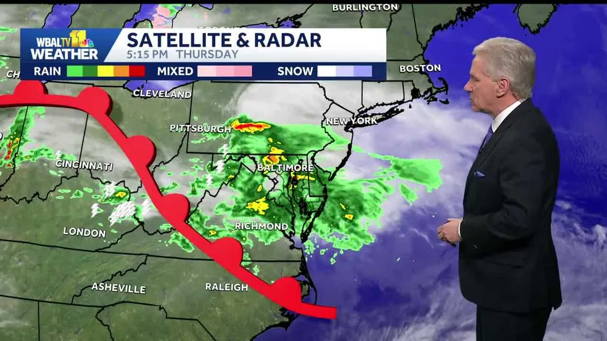 Rain continues Thursday night in the Baltimore are 20260220 144307