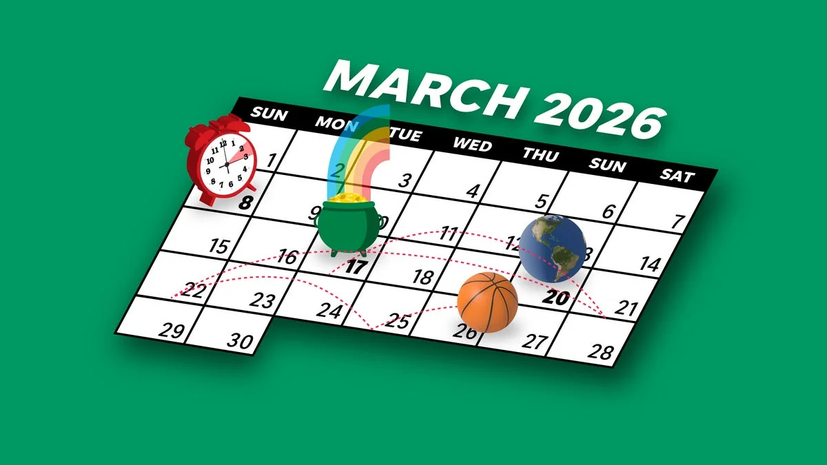 March 2026 calendar St Patricks Day daylight savin 20260302 150227